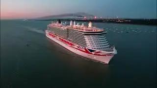 P&O Arvia cruise ship Southampton arrival 6th August 2023 4k drone footage