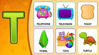 ☎️ T for Telephone 📺 T for Television 🍞 T for Toast 🧴 T for Towel 🧸Toys | Flashcards | Popit Drawing