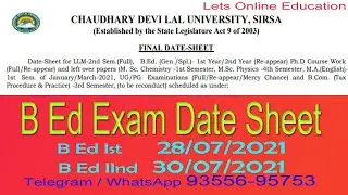 B Ed Exam | Datasheet | CDLU Sirsa
