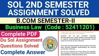 Business Law 2nd Semester  Assignment Solved | Sol 2nd sem Business Law Assignment 2021 | Assignment