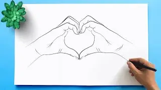 Drawing of  Making Heart Sign with two hands || How to Draw a  Heart Hands