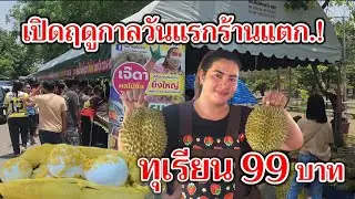 เปิดฤดูกาลวันแรกร้านแตก‼️คนแห่มารอคิว ทุเรียน99บาท ตั้งแต่ร้านยังไม่เปิด คัดมาแล้ว ไม่เด็ดจริงไม่ขาย