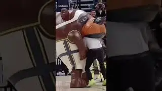 jazz bear mascot eats cleaner