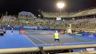 Huge Forehand Return by ROBERTO QUIROZ at the Delray Beach open 2021 vs Dr. Ivo Karlović