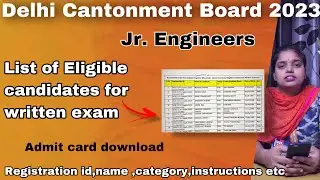 Delhi cantonment board recruitment 2023 | list of candidates for written exams #delhicontonmentjobs