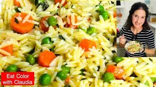 Паста орзо с морковью, горошком и пармезаном | Простое блюдо