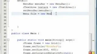 [Java] How to create menubar, menuitems, textarea for Notepad app.