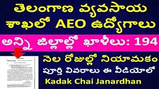 AEO Recruitment 2020 in Telangana |AEO Jobs in Telangana 2020 | Latest Govt Jobs 2020 |194 AEO Posts