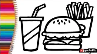 How to Draw a Cute Glitter Burger Meal 🍔🥤 | Easy Step by Step Drawing for Kids #kids 