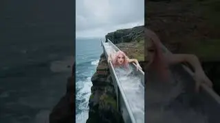 Insane Cliffside Water Slide POV: Realistic 4K Cinematic Experience! #adrenaline #POV #4K