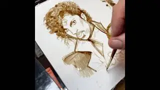 Drawing Prince - Purple Rain - walnut ink - time-lapse Musician Portrait #shorts