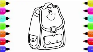 Drawing School Bag Step by Step for kids, Back Pack Drawing and Coloring For Kids, Art Colors for Ch