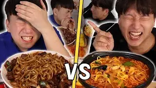 둘 중 하나만 먹을 수 있다!! 짜장vs짬뽕 당신의 선택은?? [각자ASMR]