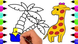 Giraffe Drawing for Kids, Cartoon Giraffe Drawing Easy Step by Step for Kids