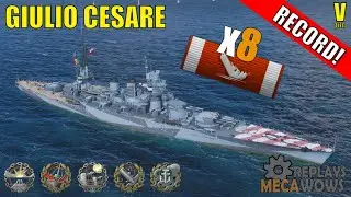 Battleship Giulio Cesare 8 Kills & 186k Damage | World of Warships Gameplay