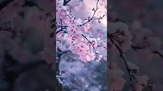 Winter Cherry Blossoms 🌸❄️ | Calming Snowfall Aesthetic #shorts