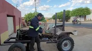 Motor do chevette no trator caseiro 