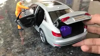 Diecast Unboxing of 2017 Audi A4 1/18 Diecast Paudi Models ft Miniature Luggage