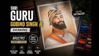 Shri Guru Gobind Singh Ji Realistic Portrait Drawing 🎨 Full Coloring Tutorial Step by Step