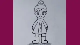 How to draw a Boy Wearing Winter Clothes/Cute Baby Boy Drawing/Boy easy drawing /Sketch 
