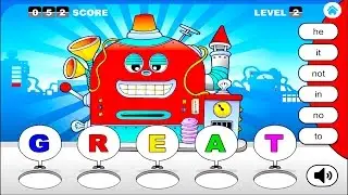 SIGHT WORDS LEARNING GAME APP  WITH LOW CASE LETTERS AND NICE ATMOSPHERE FOR BEGINNING READERS
