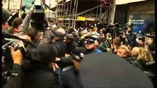 Police and protesters clash in central London
