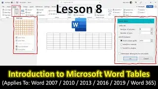 Introduction to Working with Tables in Microsoft Word Tutorial - Lesson 19