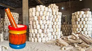 Amazing process of Making traditional wooden Mortar And Pestle || Asian factory production