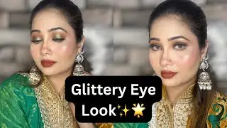 How to apply glitter on eyes✨/ Bridal glitter eye makeup tutorial🌟