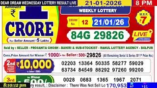 Lottery Live Nagaland Sambad Dear Result 8pm 21.01.2026 | Lottery Live