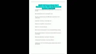 ABHP CHP Exam Study Part 1 Questions with 100 Verified Correct Answers 20252026468