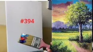 How to Draw Landscape Painting | Easy Sunset Acrylic Tutorial for Beginners #394