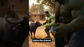 Hulk man vs buffalo fighting🔥|#villageguys #comedyshorts #viral #hulk #shorts #shortvideos#animals