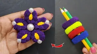 Beautiful Hair band flower making idea - Hair band embroidery flower - Rubber band flower making