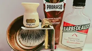 Fatip il Piccolo Storto (Open Comb Slant), Proraso, Simpson Commodore X3