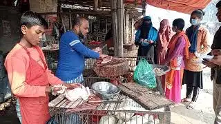 Big Layer chicken cutting skills at Roadside chicken market || Bangladeshi cutting skills