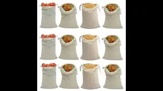 SARFII 100% Cotton Reusable Fridge Storage Bags for Vegetables and Fruits