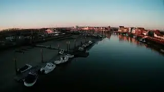 Littlehampton Harbour winter sunset drone footage using my 'disposable drone'