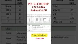 WBPSC PSC CLERKSHIP PRELIMS CUT OFF #wbpsc #wbpsc_clerkship_result #studywithpiya