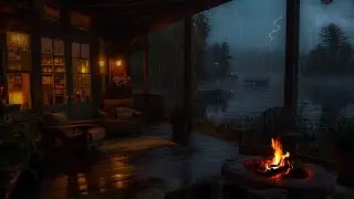 Stormy Night Retreat ⚡ Rain, Thunder & Fireplace Sounds for Deep Sleep & Calm 🌲