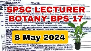 SPSC LECTURER BOTANY PAPER 8 MAY 2024