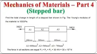 Mechanics of Materials&ndash;Part 4 (Deformation in a stepped bar) | Strength of Materials / BME301