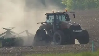 CASE IH MX 340 SMART TRAX TRACTOR PREPPING GROUND FOR SOYBEAN PLANTING