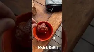 Moink Balls on the Big Green Egg. #biggreenegg #smokedmeat #snacks #dinner #shorts #grilling