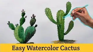 'Cactus' Painting Easy & Simple | Watercolour Painting for Beginners
