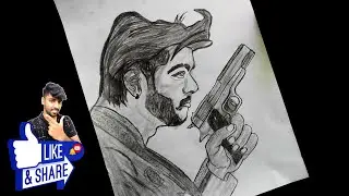 Thuppakki (துப்பாக்கி) Vijay Drawing | Sketch of Tamil Actor Vijay  | DIY