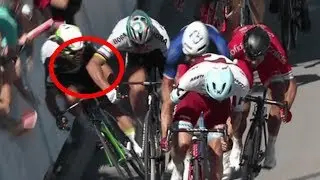 PETER SAGAN DISQUALIFED FOR ELBOW MARK CAVENDISH
