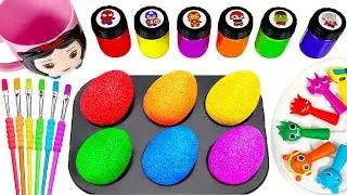 Satisfying Video l DIY How To Make Sprunki Slime and Crazy Eggs Slime Fun in Glittery ASMR Colors