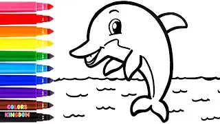 How To Draw A Dolphin 🐬🌈 Draw And Color A Dolphin | Drawing For Kids