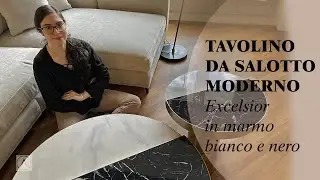 Tavolino da salotto moderno Excelsior in marmo bianco e nero
